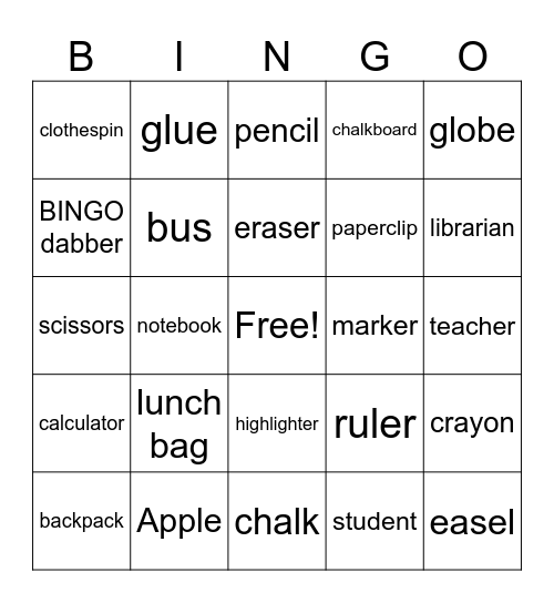 First Day of 5th Grade 2025 BINGO Card