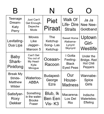 Muziek Bingo Card