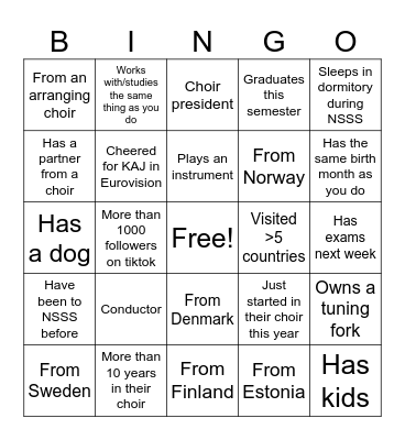 NSSS-bingo Card