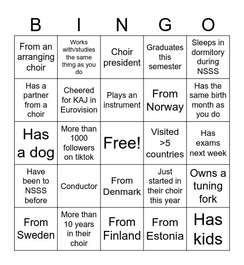 NSSS-bingo Card