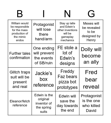 SOTM predictions Bingo Card