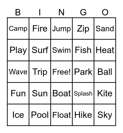 Summer Bingo Card