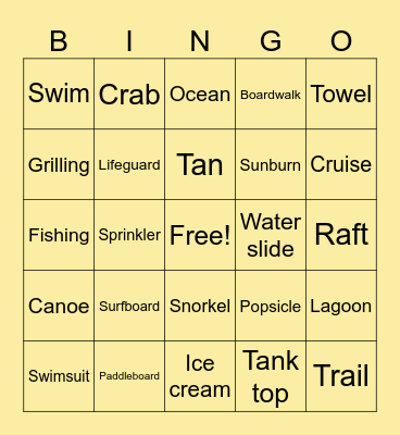 Summer Bingo Card