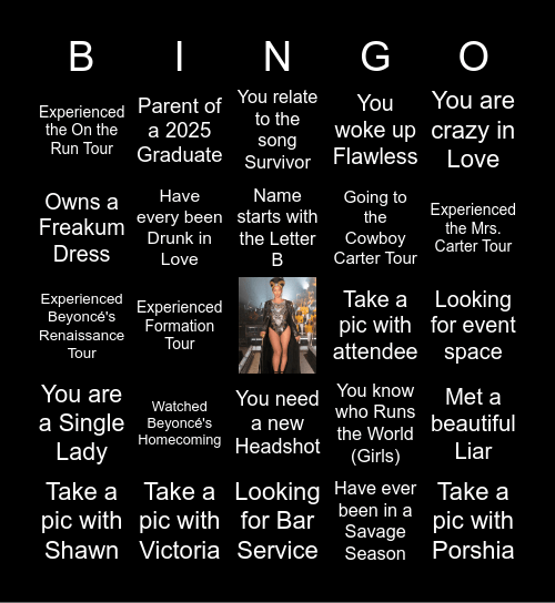 #MakeConnections Beyoncé Edition Bingo Card