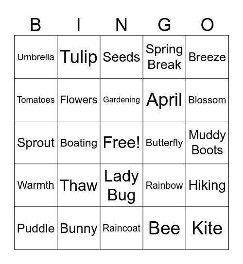 Spring BINGO Card
