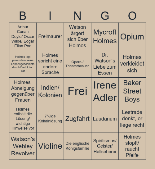 Sherlock Holmes Hörspiel Bingo Card