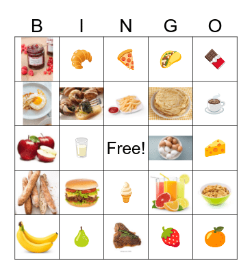 French Food Bingo Card