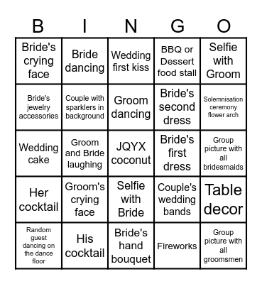 Photo Scavenger Hunt Bingo Card