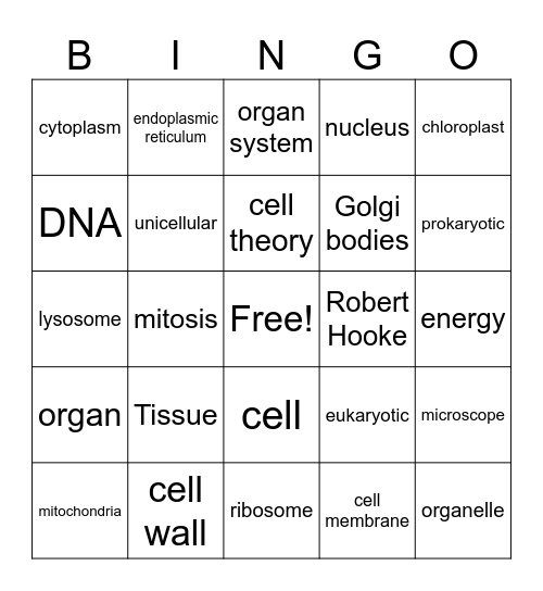 Cell BINGO Card