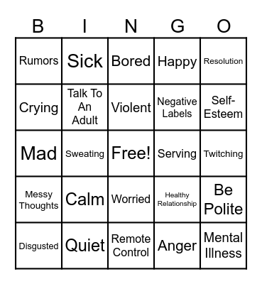 Conflict Resolution Bingo Card