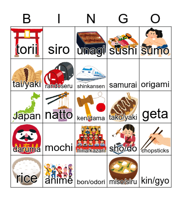 Japan Bingo Card