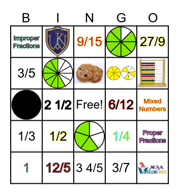 FRACTION BINGO! Bingo Card