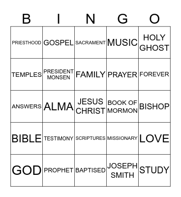GOSPEL Bingo Card