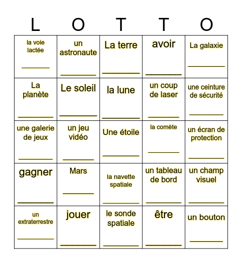 Galaxie virtuelle - un test d'écoute Bingo Card