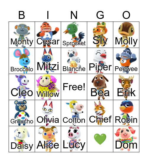 Animal Crossing Bingo Card