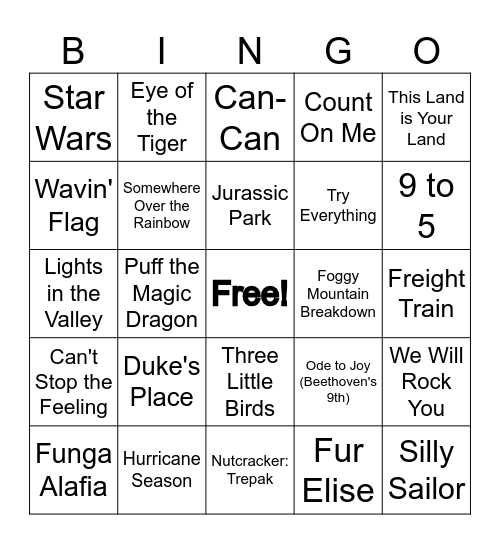 ABS Music Bingo Card