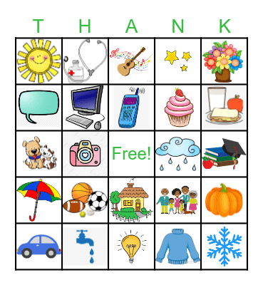 Gratitude BINGO Card