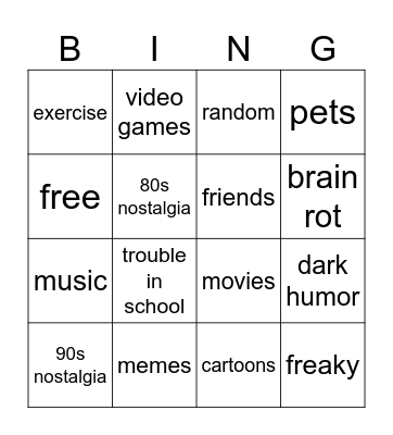 usual rambleing with ryan and avery Bingo Card