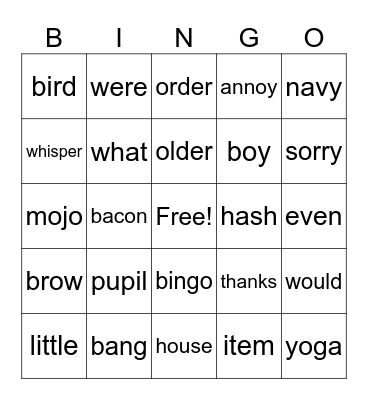 Untitled Bingo Card