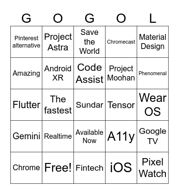Google I/O 2025 Bingo Card