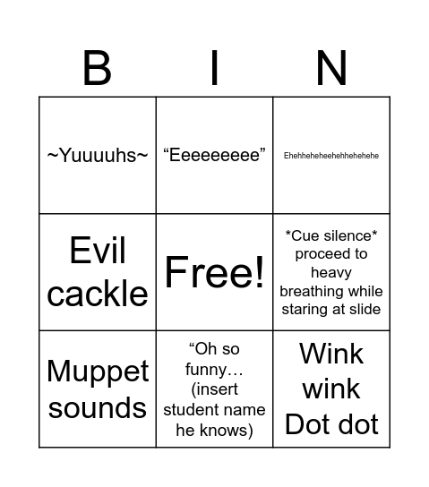 Leonard 1.0 Bingo Card