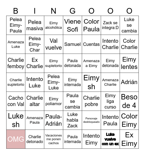 Friendship. Bingo Card