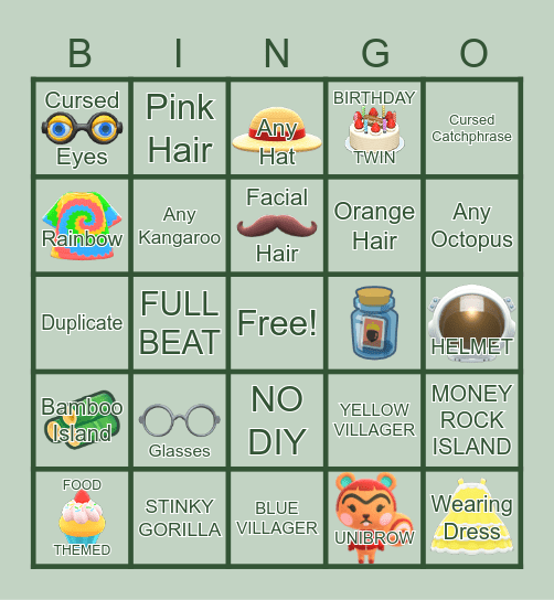 CURSED ACNH BINGO Card
