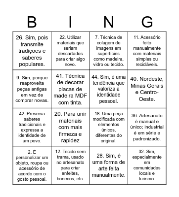 Arte e Ofícios: Criando com as Mãos Bingo Card