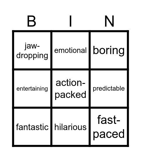 FILMS Bingo Card