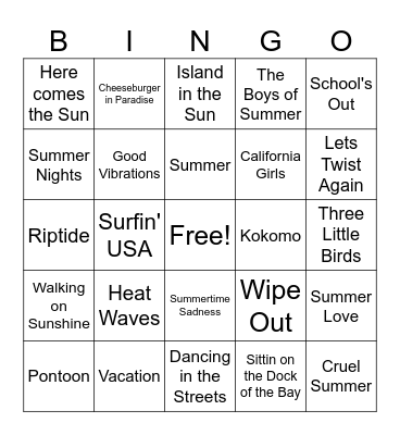 Summer Bingo Card