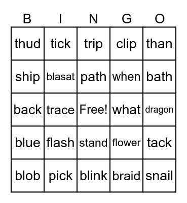 diagraph vs. blends Bingo Card