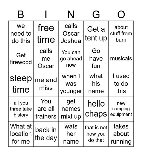 Leader Bingo Card