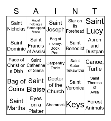 SAINTS AND SYMBOLS 2 Bingo Card