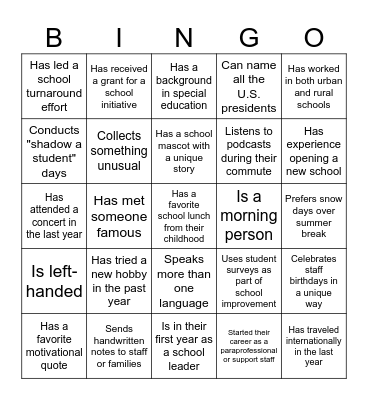 Networking Bingo Card