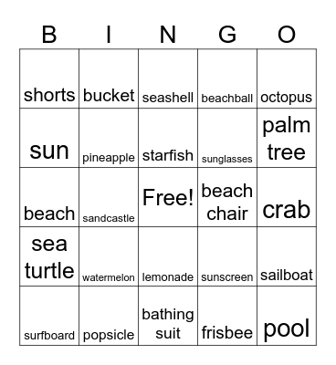 SUMMER BINGO Card