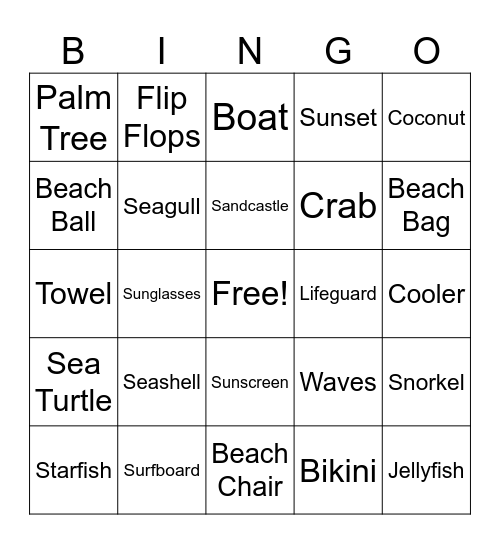 Beach Bingo Card