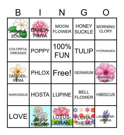 BEAUTIFUL FLOWERS Bingo Card