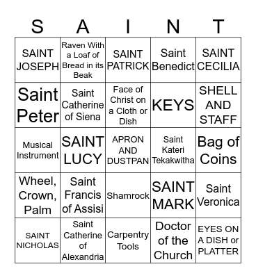 SAINTS AND SYMBOLS 3 Bingo Card