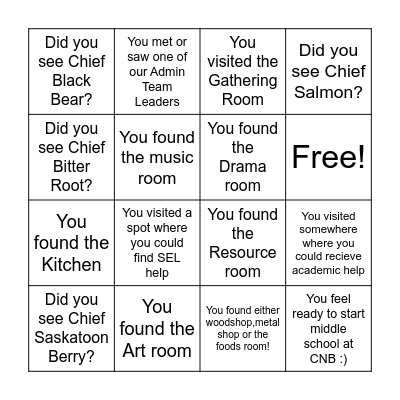 Welcome to CNB Bingo Card