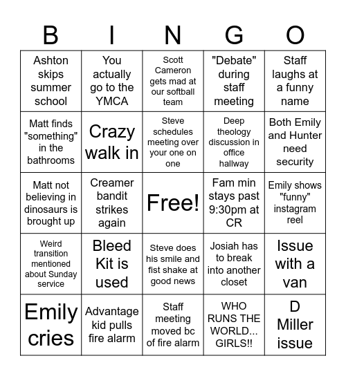 May/June Bingo Card