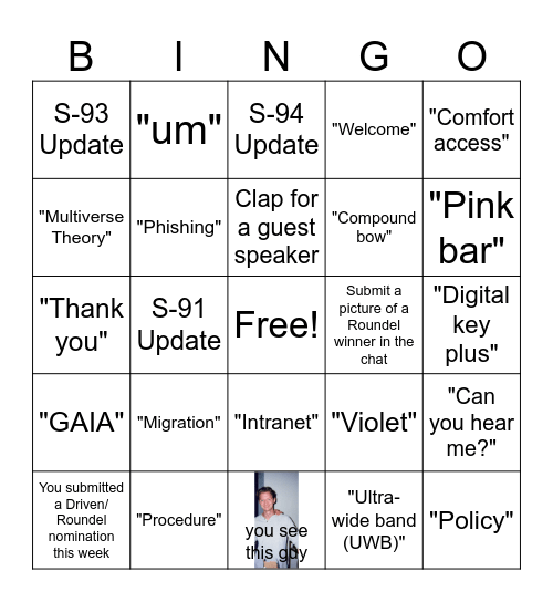 S9 Department Meeting BINGO Card