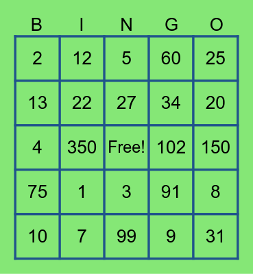 American Lit Challenge - #s Bingo Card