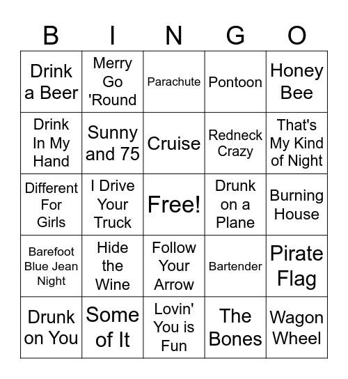 10's Country Bingo Card