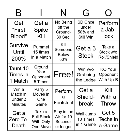 Smash Bingo Card