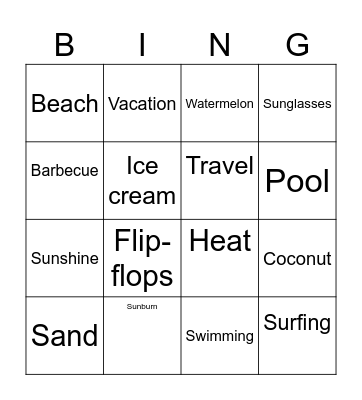 Summer Bingo Card