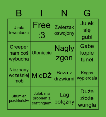 MINECRAFT Bingo Card