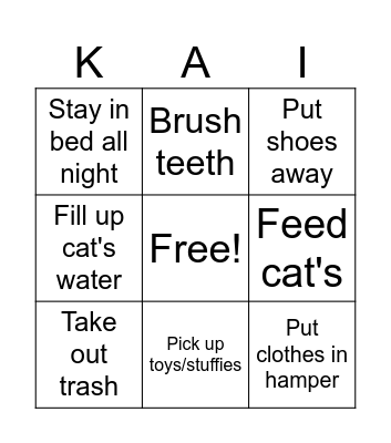 Kai Bingo Card