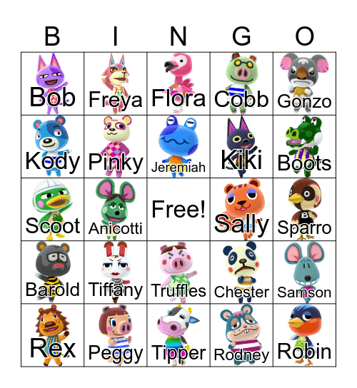 Animal Crossing Bingo Card
