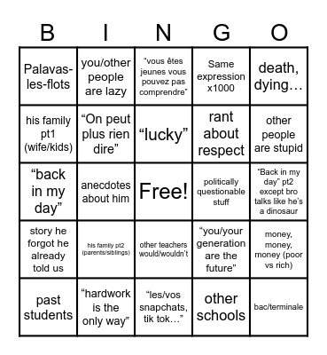 SES Bingo Card