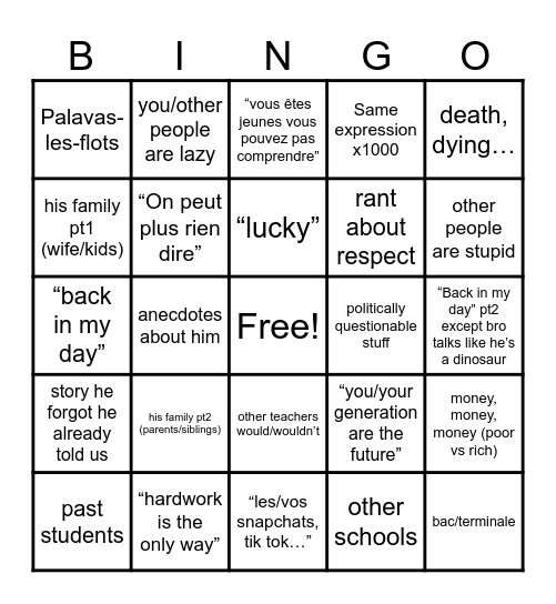 SES Bingo Card